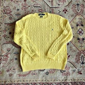 Polo cable knit crew neck sweater